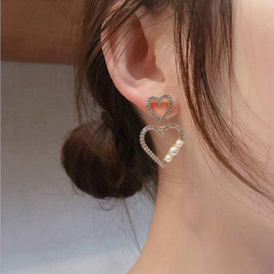 Crystal Heart Dangle Earrings