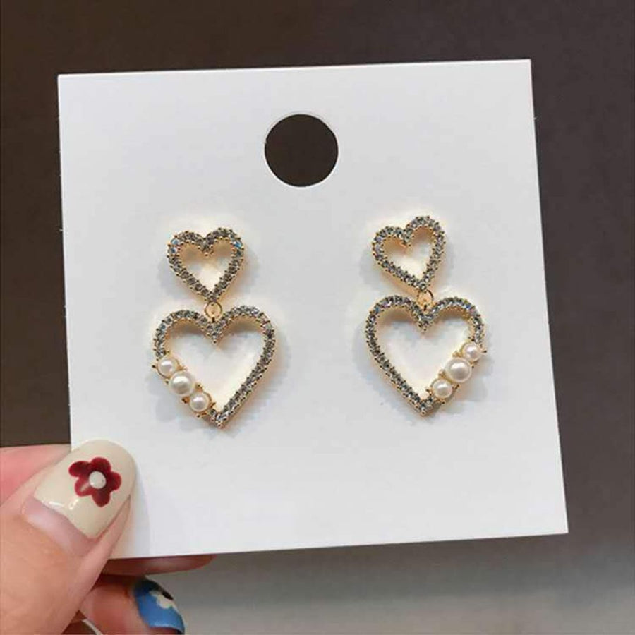 Crystal Heart Dangle Earrings