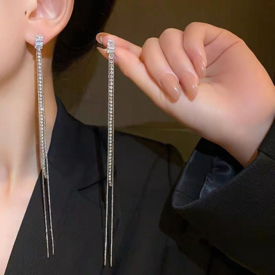 Rhinestone Tassel Earrings