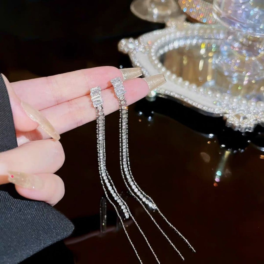 Rhinestone Tassel Earrings