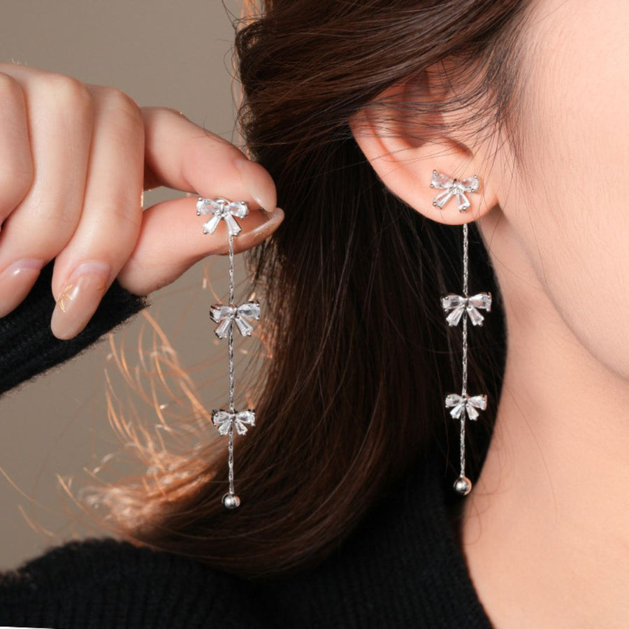 Crystal Bow Dangle Earrings