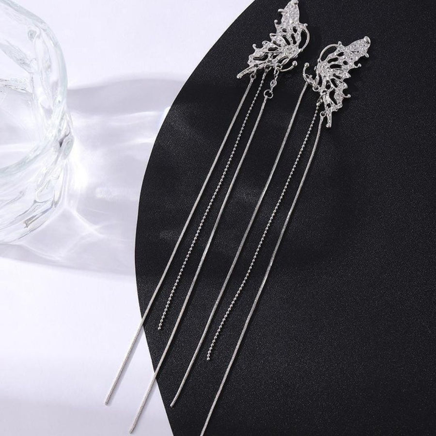 Dangling Chain Butterfly Ear Cuffs