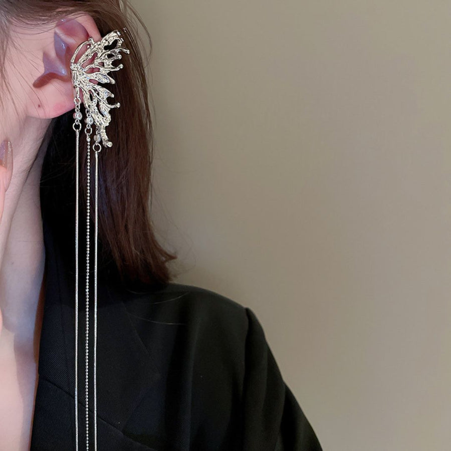 Dangling Chain Butterfly Ear Cuffs
