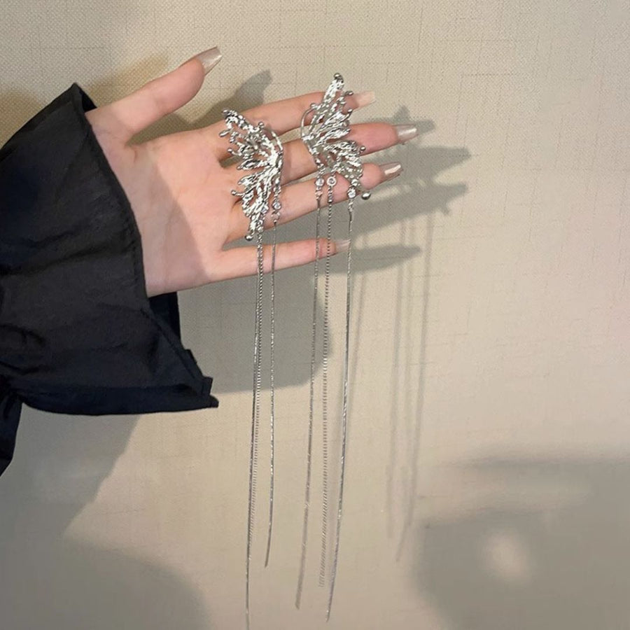 Dangling Chain Butterfly Ear Cuffs