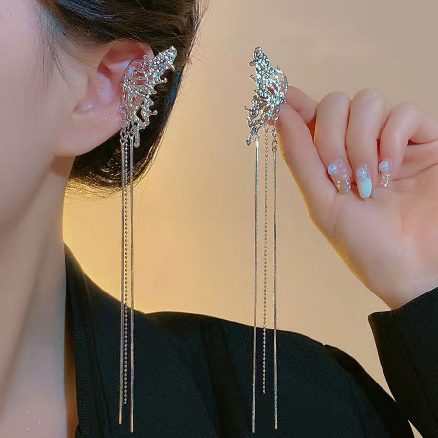 Dangling Chain Butterfly Ear Cuffs