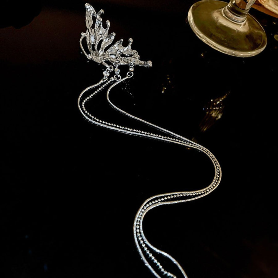 Dangling Chain Butterfly Ear Cuffs