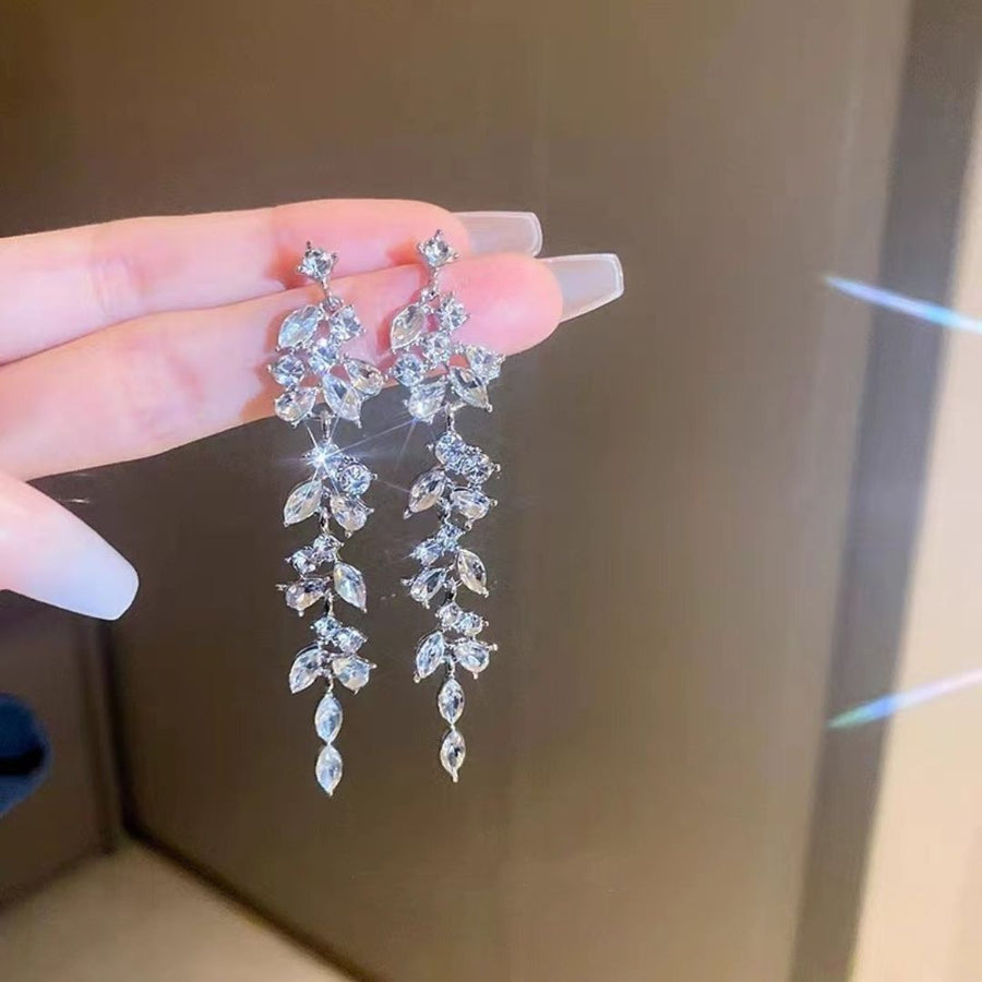 Crystal Leaf Drop Earrings