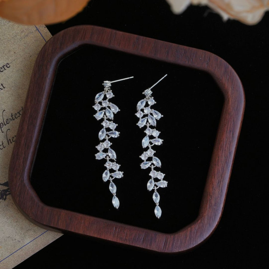Crystal Leaf Drop Earrings