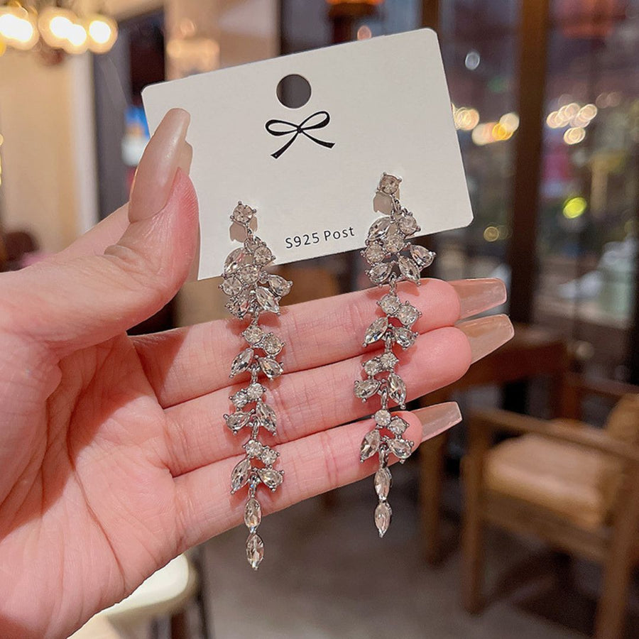 Crystal Leaf Drop Earrings