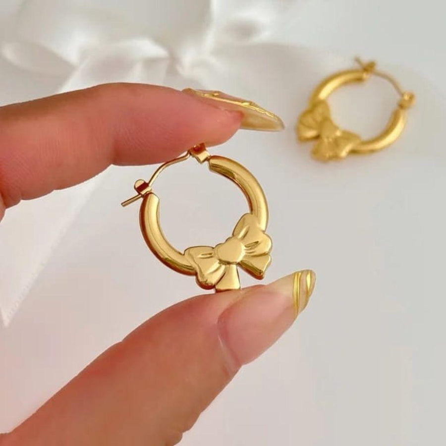 Bow Gold Hoop Earrings
