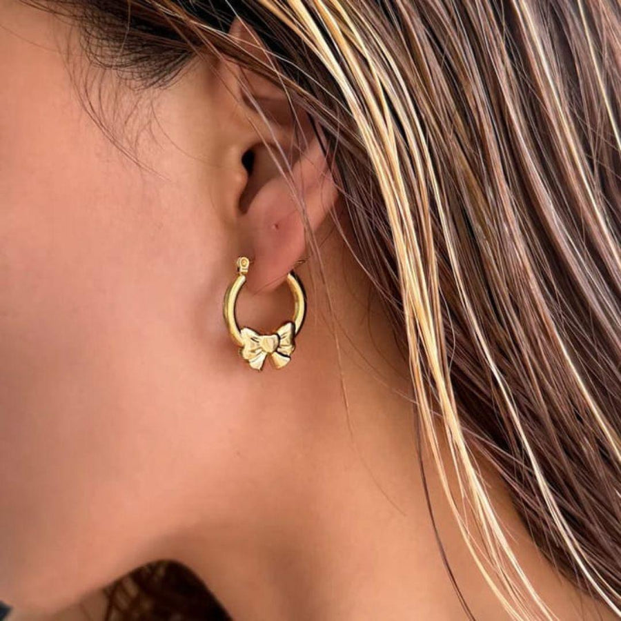 Bow Gold Hoop Earrings